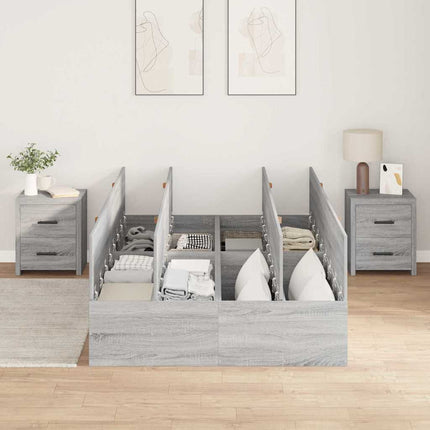 Seng med opbevaring Grå Sonoma 120 x 190 cm Konstrueret træ