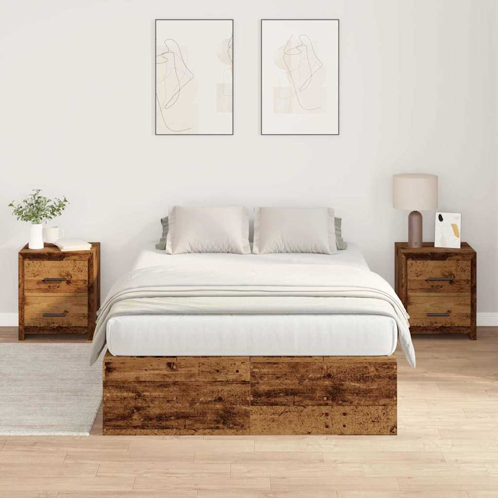 Seng med opbevaring Gammelt træ 120 x 190 cm Konstrueret træ