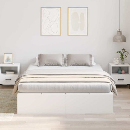 Seng med opbevaring med dør Hvid 140 x 190 cm Konstrueret træ