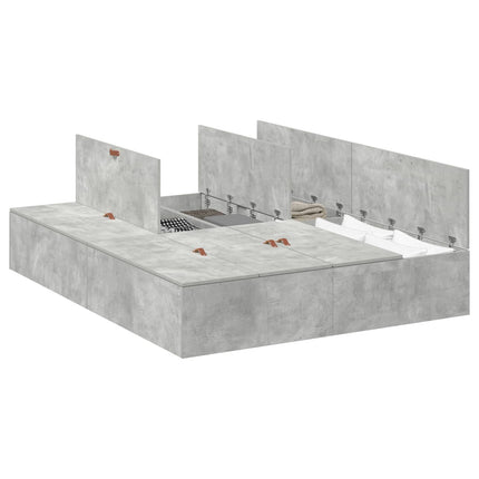 Seng med opbevaring Beton Grå 140 x 190 cm Konstrueret træ