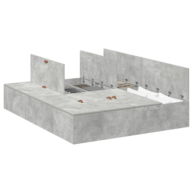 Seng med opbevaring Beton Grå 140 x 190 cm Konstrueret træ