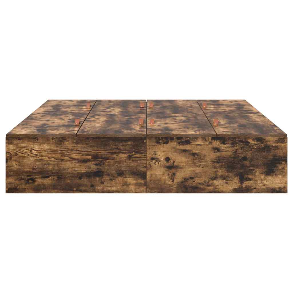 Seng med opbevaring Røget eg 140 x 190 cm Konstrueret træ