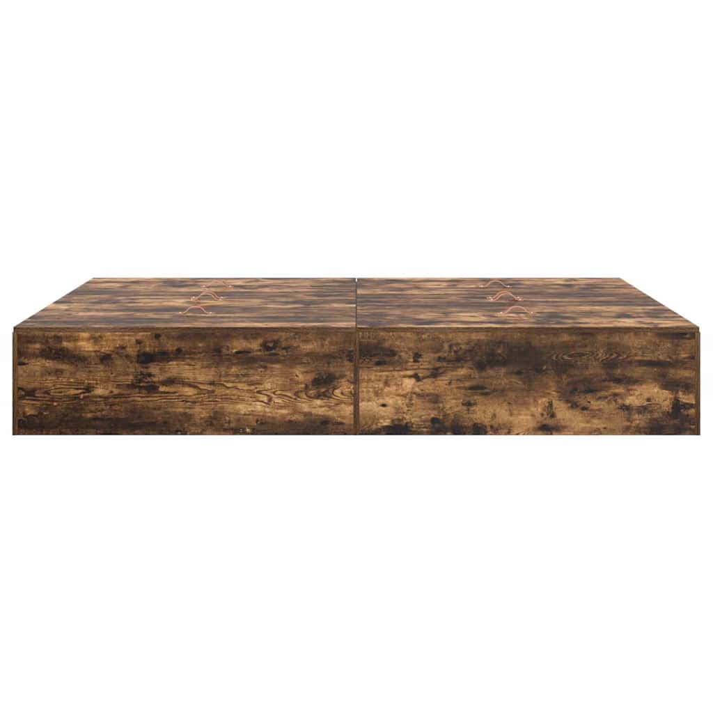 Seng med opbevaring Røget eg 135 x 190 cm Konstrueret træ