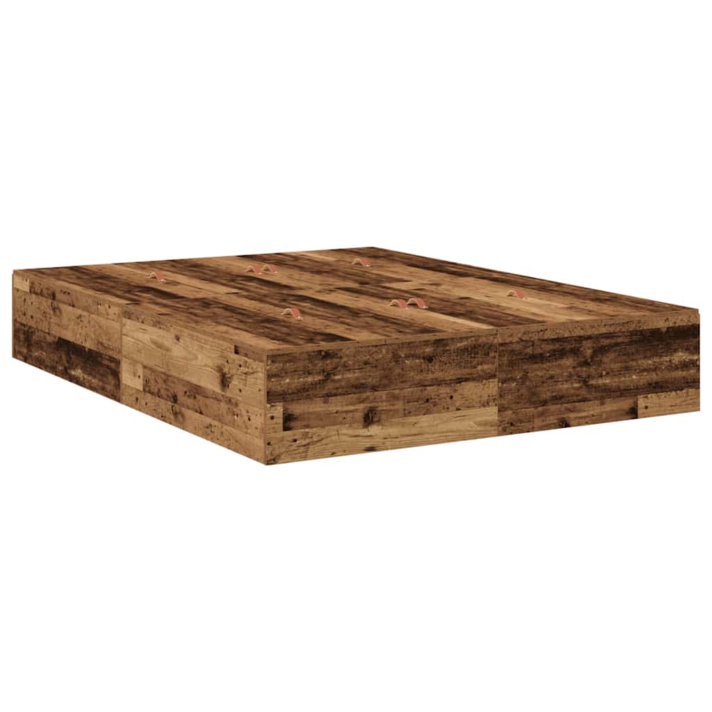 Seng med opbevaring Gammelt træ 135 x 190 cm Konstrueret træ