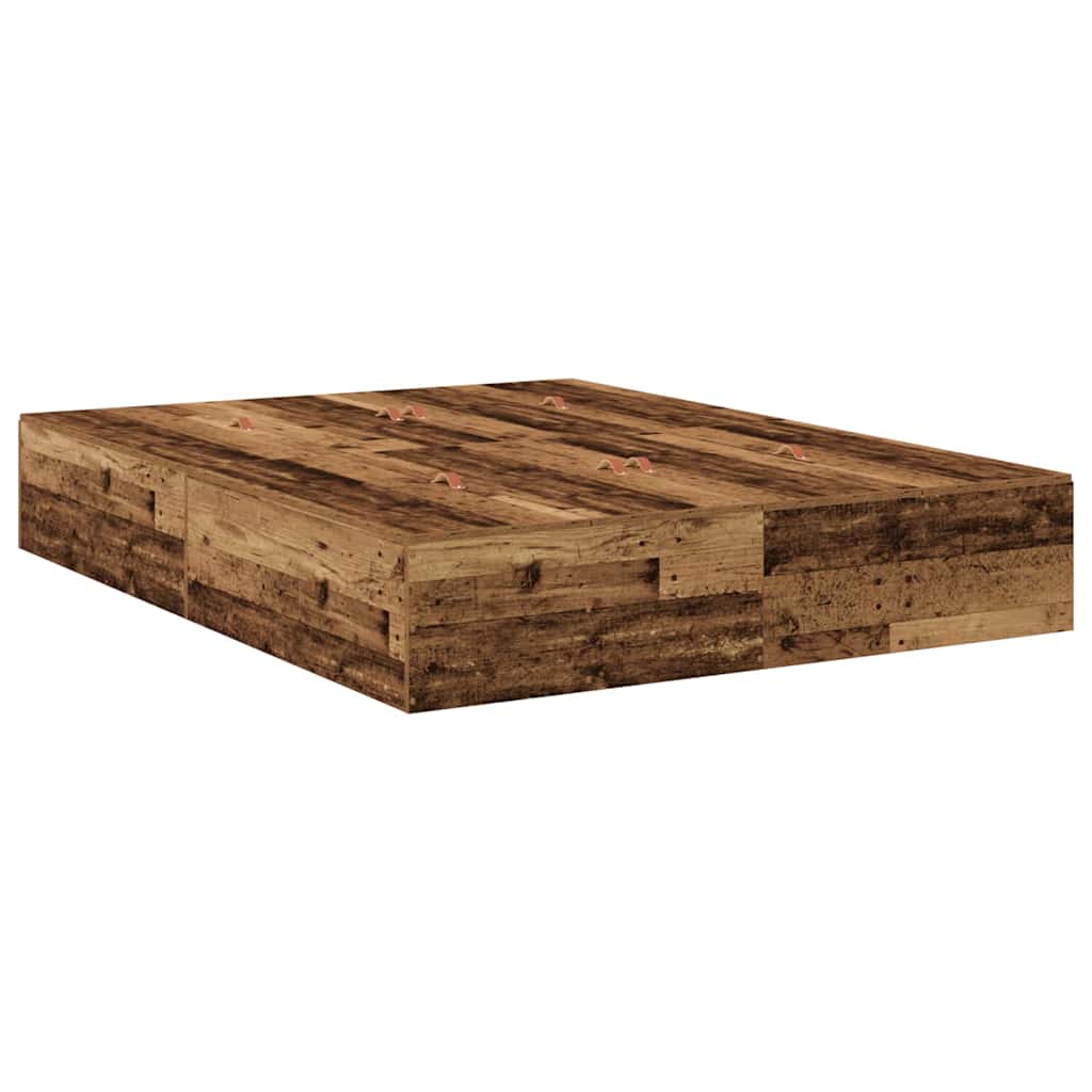 Seng med opbevaring Gammelt træ 135 x 190 cm Konstrueret træ