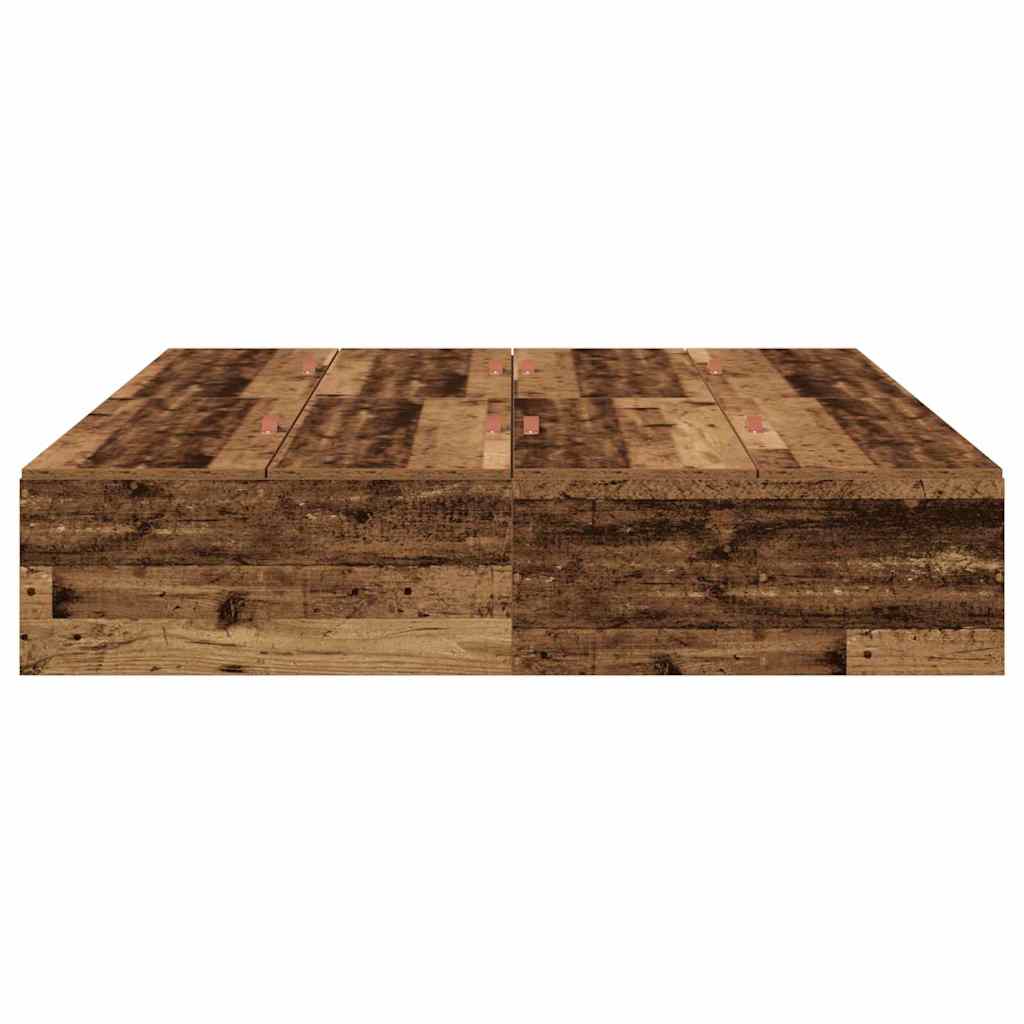Seng med opbevaring Gammelt træ 135 x 190 cm Konstrueret træ