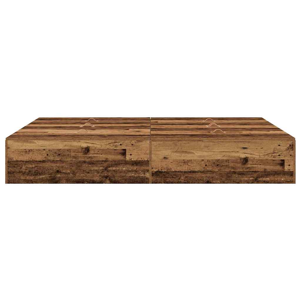 Seng med opbevaring Gammelt træ 135 x 190 cm Konstrueret træ