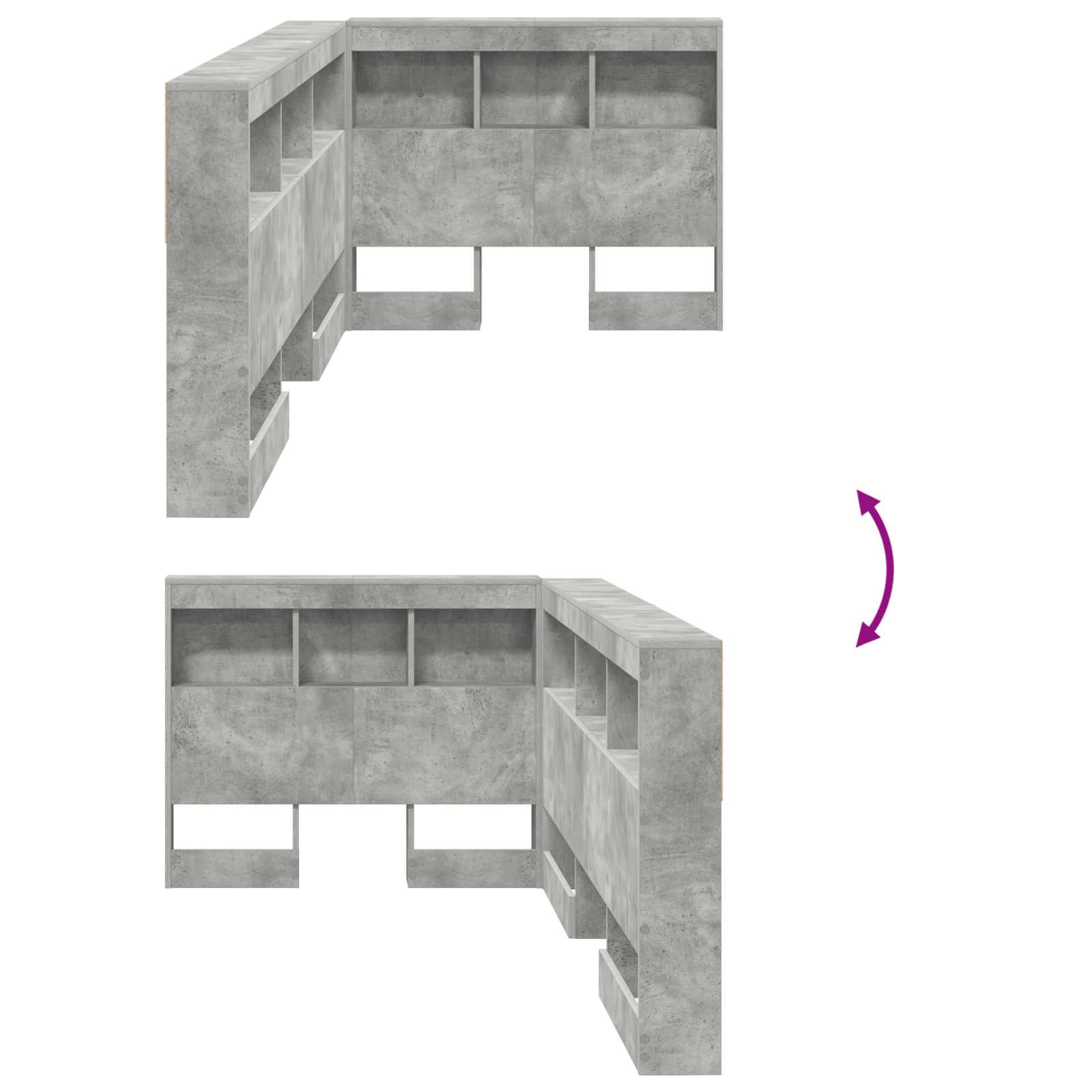 Opbevaringshovedgavl med hylde Beton Grå 100 cm Konstrueret træ