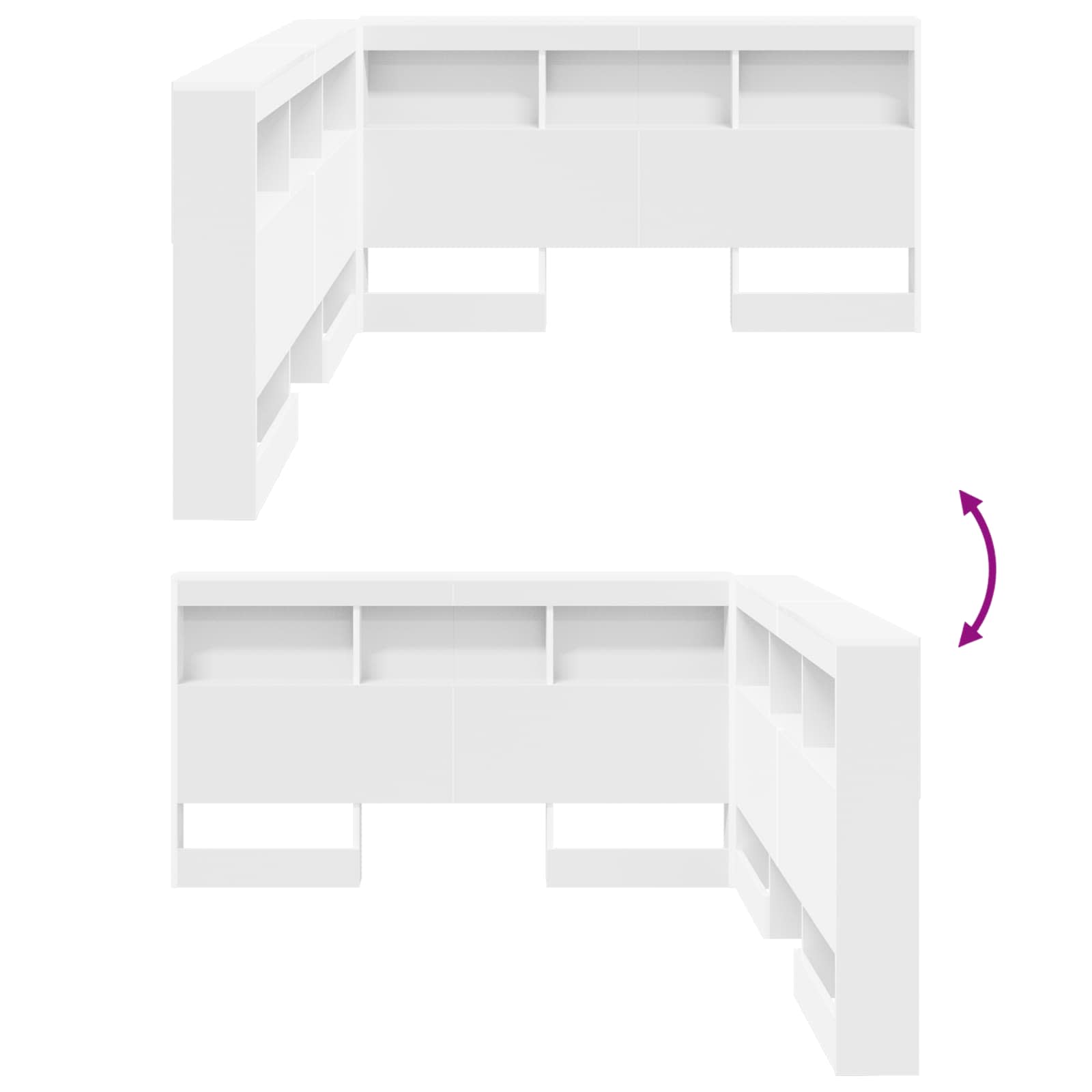Opbevaringshovedgavl med hylde Hvid 160 cm Konstrueret træ