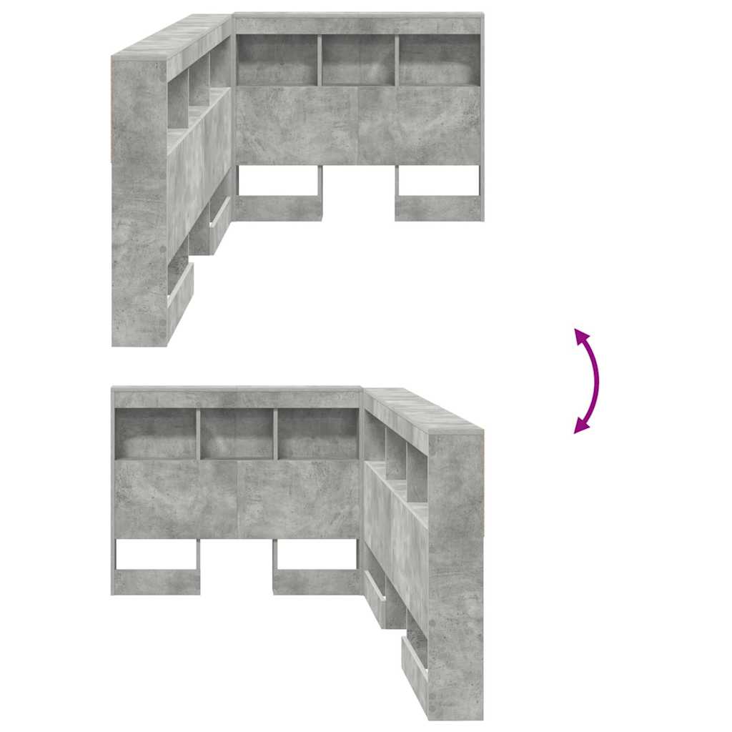 Opbevaringshovedgavl med hylde Beton Grå 90 cm Konstrueret træ