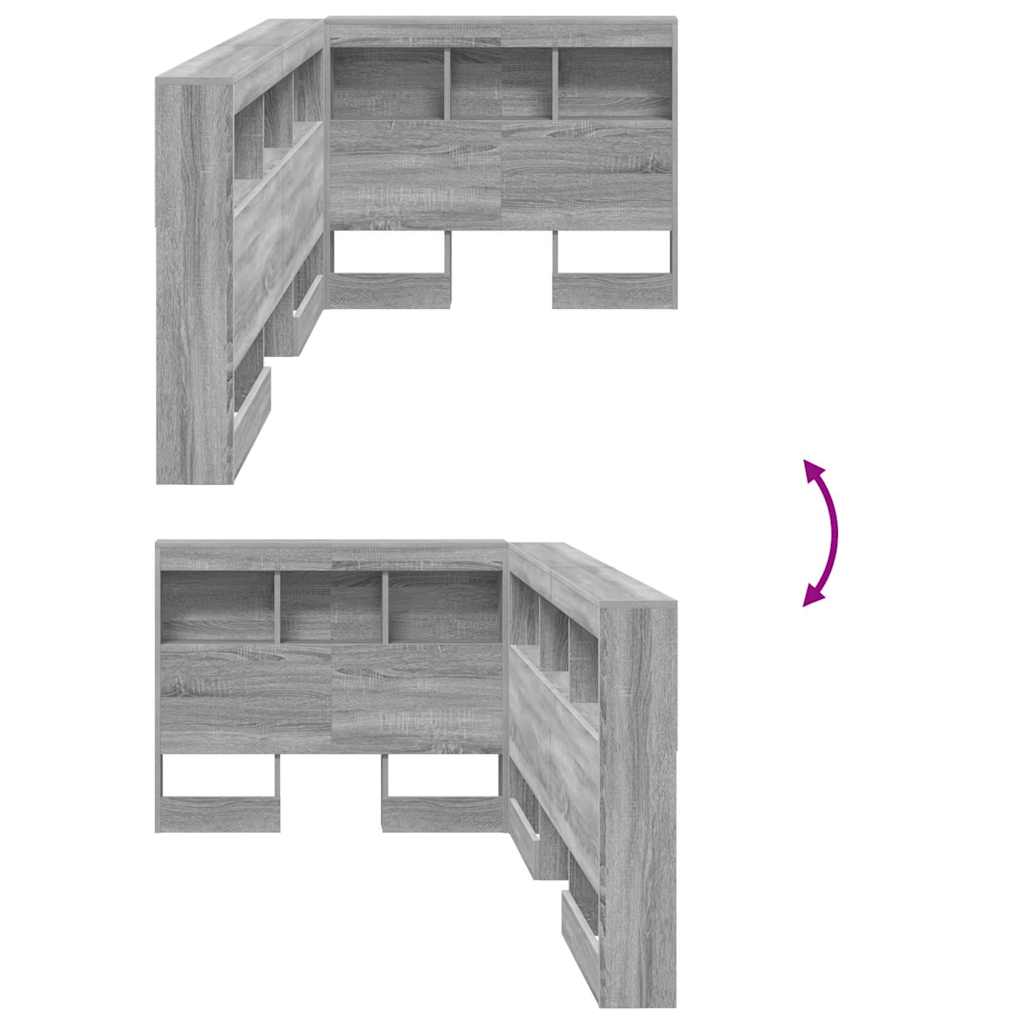 Opbevaringshovedgavl med hylde Grå Sonoma 90 cm Konstrueret træ