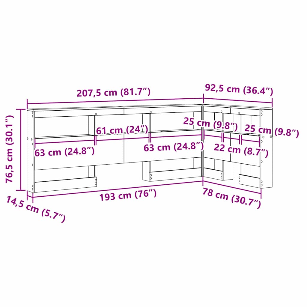 Opbevaringshovedgavl Gammelt træ 75 cm Konstrueret træ