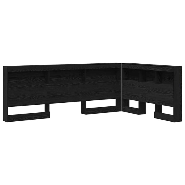 Opbevaringshovedgavl med hylde Sort eg 207,5 x 137,5 x 76,5 cm