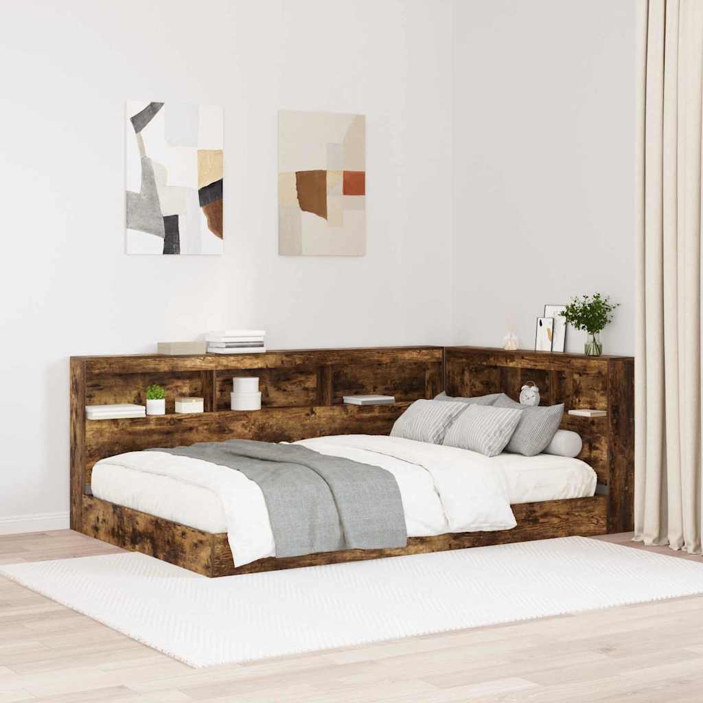 Opbevaringshovedgavl med hylde Røget eg 207,5 x 137,5 x 76,5 cm