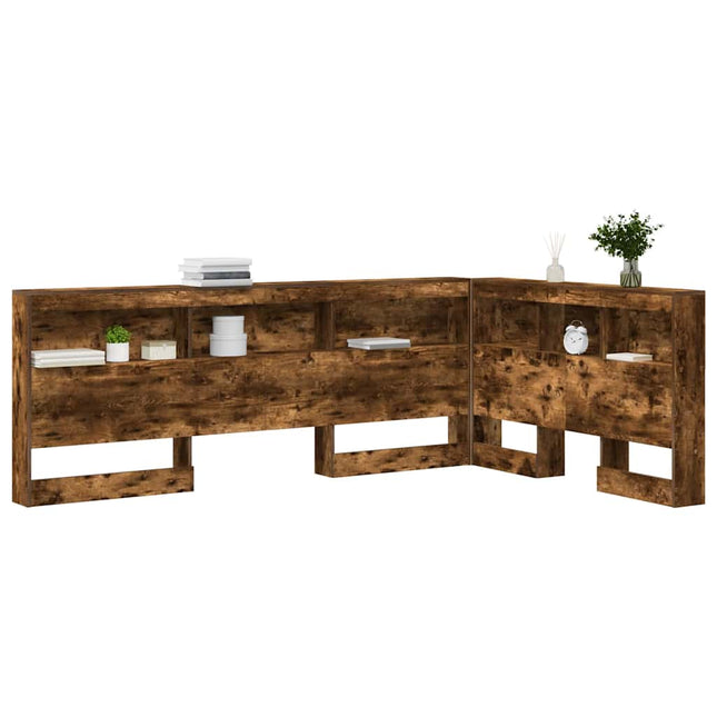 Opbevaringshovedgavl med hylde Røget eg 207,5 x 137,5 x 76,5 cm