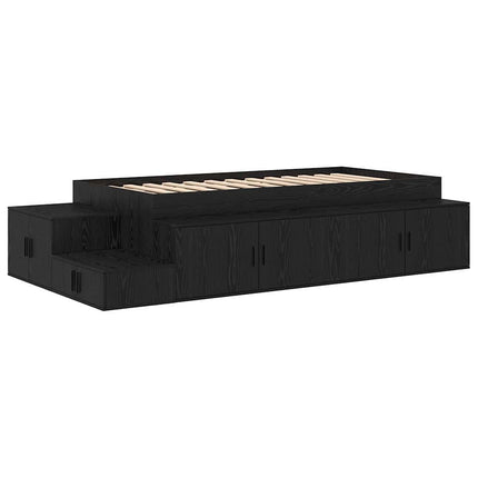 Seng med opbevaring Sort eg 234 x 103 x 53.5 cm Konstrueret træ