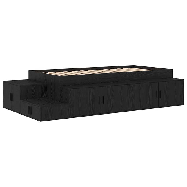 Seng med opbevaring Sort eg 234 x 103 x 53.5 cm Konstrueret træ
