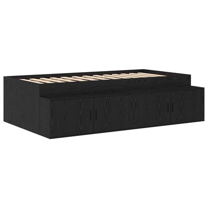 Seng med opbevaring Sort eg 234 x 103 x 53.5 cm Konstrueret træ