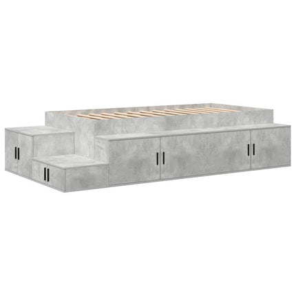 Seng med opbevaring med hylde Beton Grå 75 cm Konstrueret træ