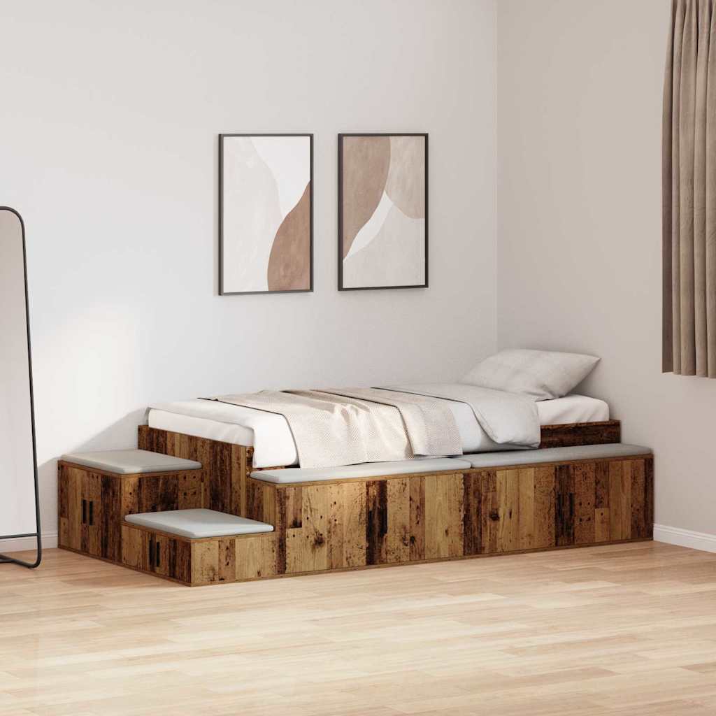 Seng med opbevaring Gammelt træ 234 x 103 x 53.5 cm