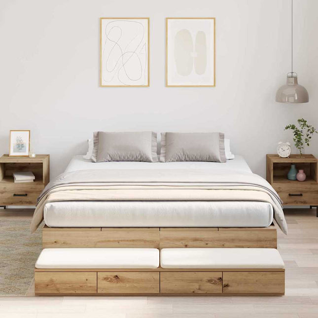 Seng med opbevaring Artisan Egetræ 150 cm Konstrueret træ