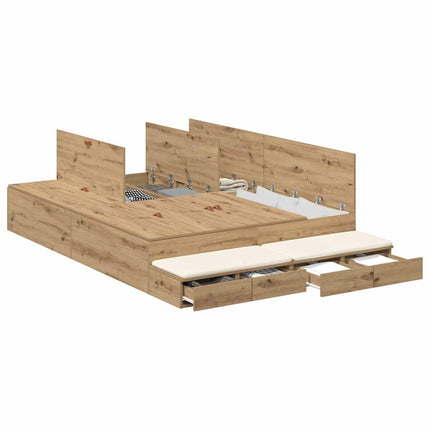 Seng med opbevaring Artisan Egetræ 150 cm Konstrueret træ