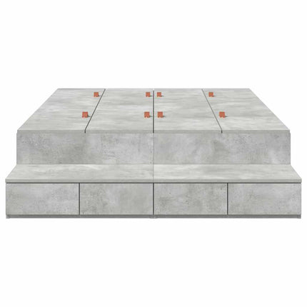 Seng med opbevaring med skuffe Beton Grå 120 cm Konstrueret træ