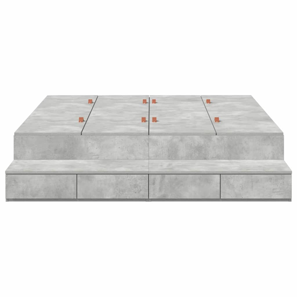 Seng med opbevaring med skuffe Beton Grå 140 cm Konstrueret træ