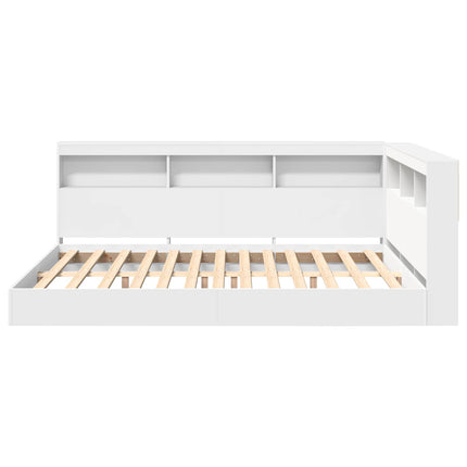 Bogreol Seng med hylde Hvid 140 x 200 cm Konstrueret træ