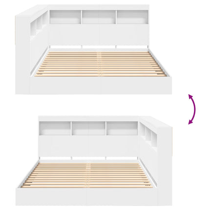 Bogreol Seng med hylde Hvid 140 x 200 cm Konstrueret træ