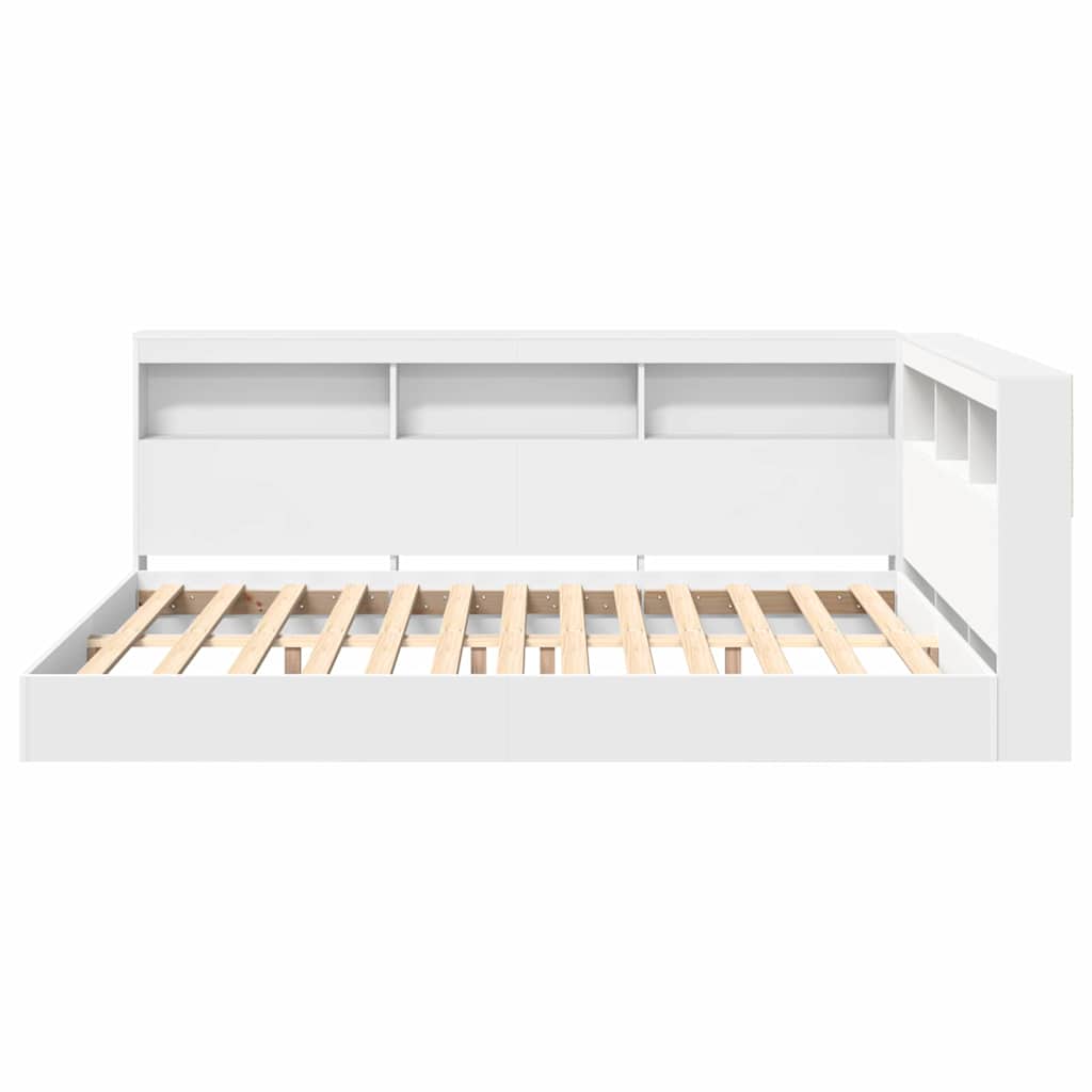 Bogreol Seng med hovedgærde Hvid 150 x 200 cm Konstrueret træ