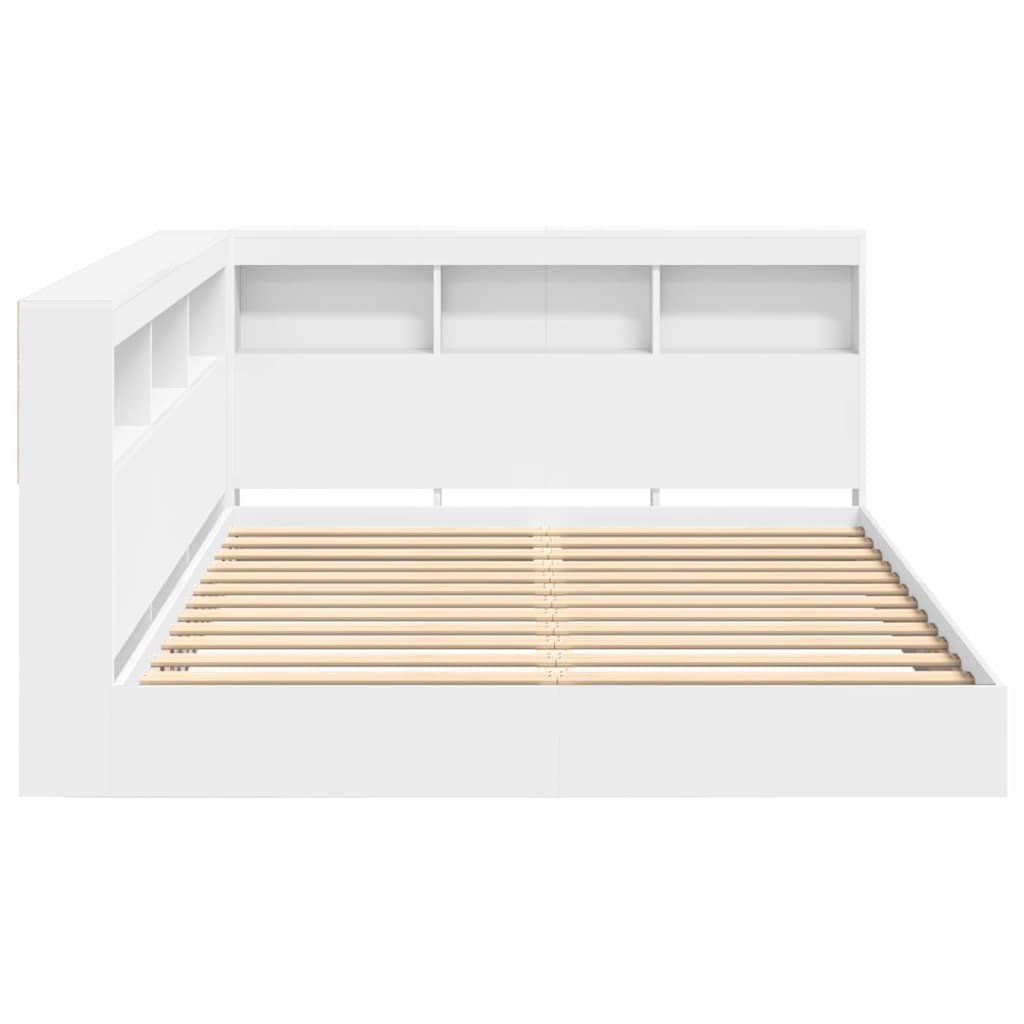 Bogreol Seng med hovedgærde Hvid 150 x 200 cm Konstrueret træ