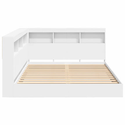 Bogreol Seng med hylde Hvid 150 x 200 cm Konstrueret træ