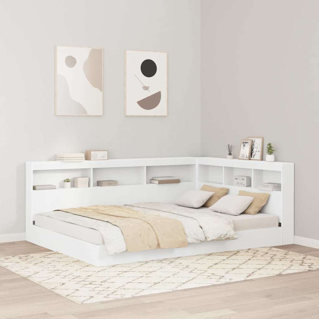 Bogreol Seng med hylde Hvid 160 x 200 cm Konstrueret tr