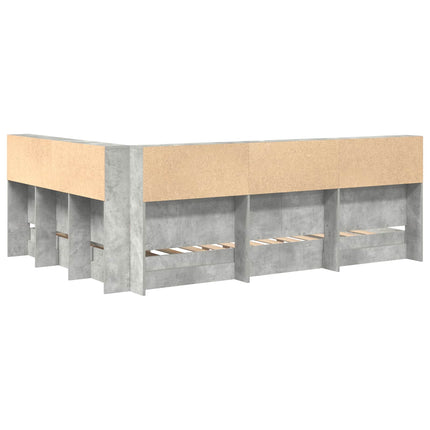 Bogreol Seng med hylde Betongrå 160 x 200 cm Konstrueret træ