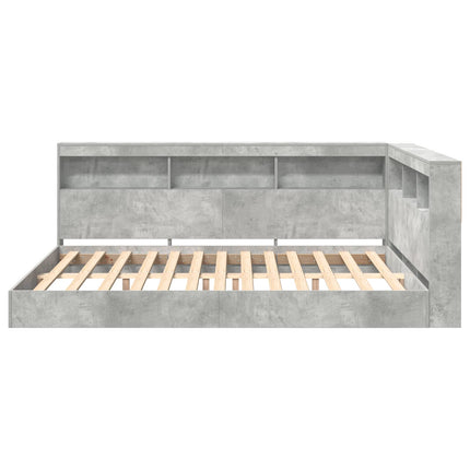 Bogreol Seng med hylde Betongrå 160 x 200 cm Konstrueret træ