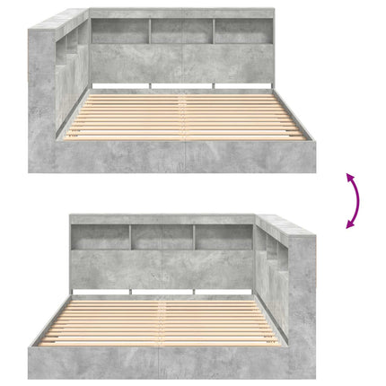 Bogreol Seng med hylde Betongrå 160 x 200 cm Konstrueret træ