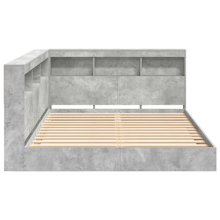 Bogreol Seng med hylde Betongrå 160 x 200 cm Konstrueret træ