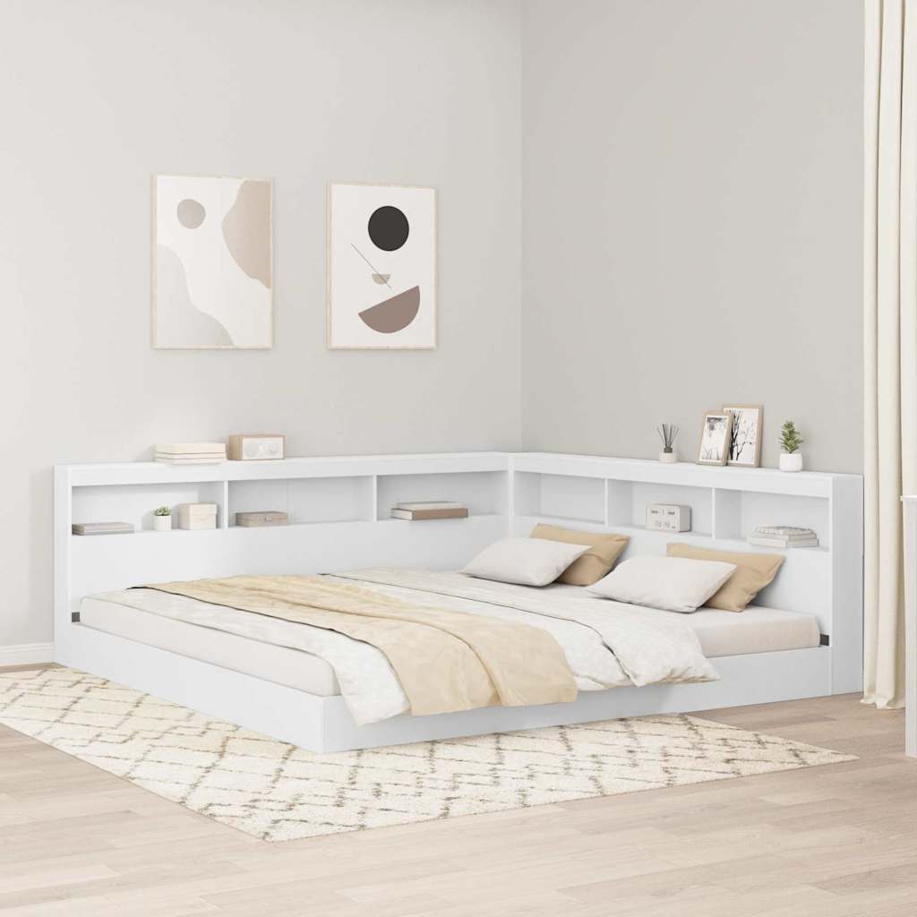 Bogreol Seng med hylde Hvid 180 x 200 cm Konstrueret tr