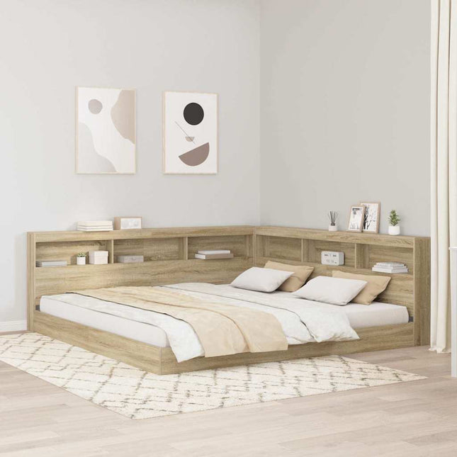 Bogreol Seng med hylde Sonoma-eg 180 x 200 cm Konstrueret træ
