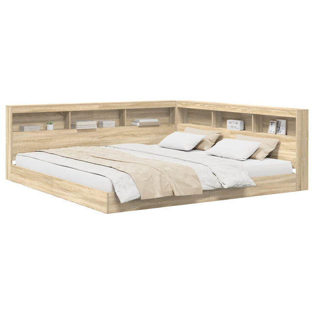 Bogreol Seng med hylde Sonoma-eg 180 x 200 cm Konstrueret træ