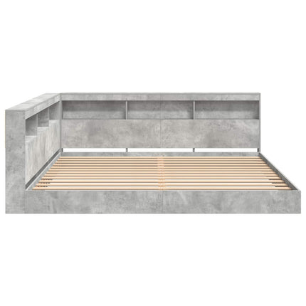 Bogreol Seng med hylde Betongrå 180 x 200 cm Konstrueret træ