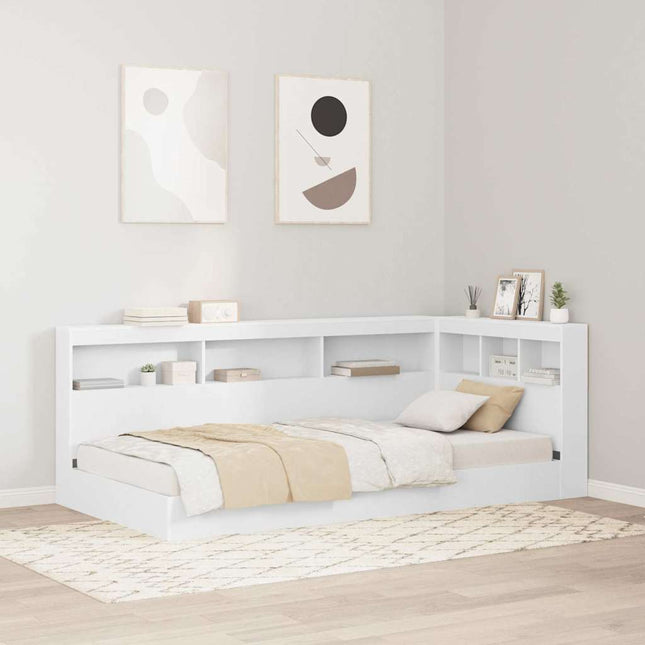 Bogreol Seng med hylde Hvid 90 x 190 cm Konstrueret træ