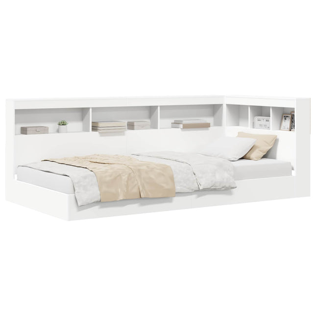 Bogreol Seng med hylde Hvid 90 x 190 cm Konstrueret træ