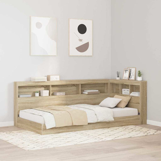 Bogreol Seng med hylde Sonoma eg 75 x 190 cm Konstrueret træ