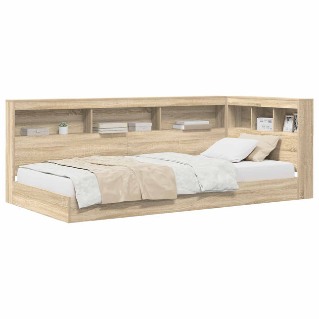 Bogreol Seng med hylde Sonoma eg 75 x 190 cm Konstrueret træ