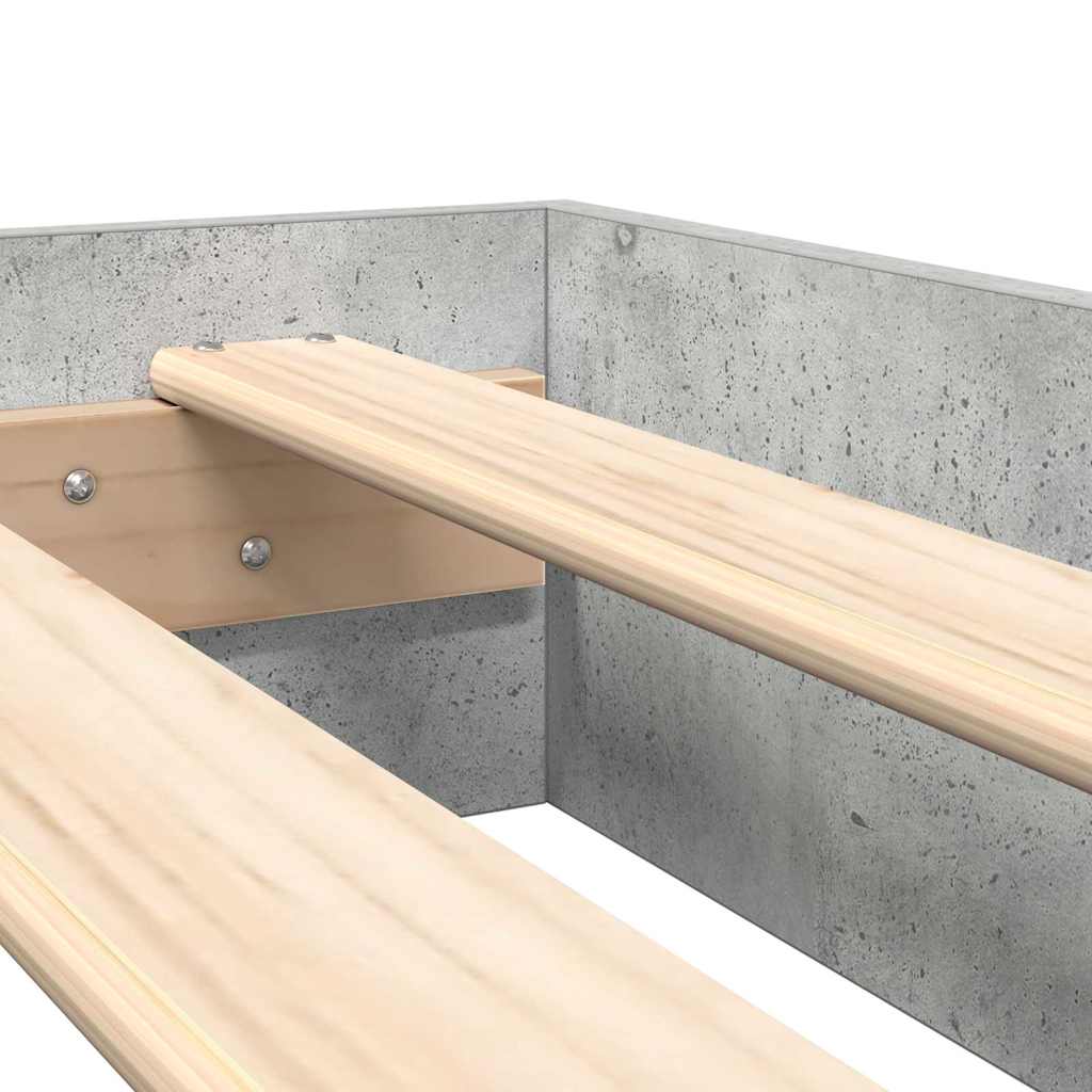Bogreol Seng Beton Grå 75 x 190 cm Konstrueret træ