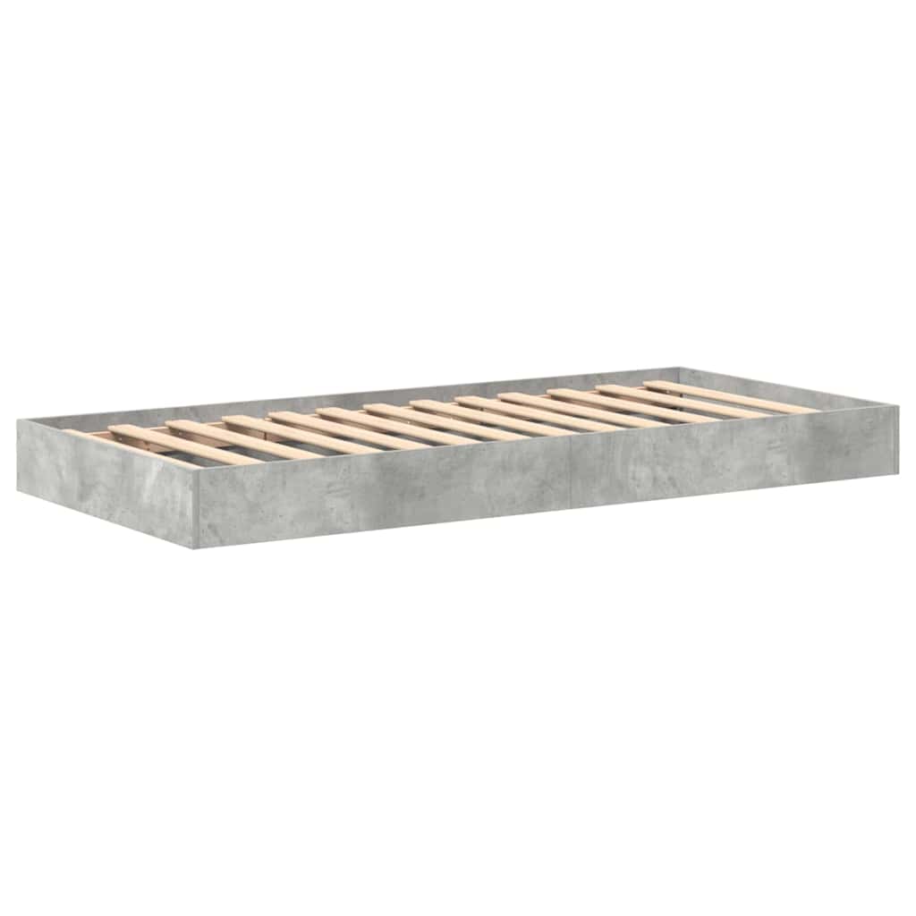 Bogreol Seng Beton Grå 75 x 190 cm Konstrueret træ