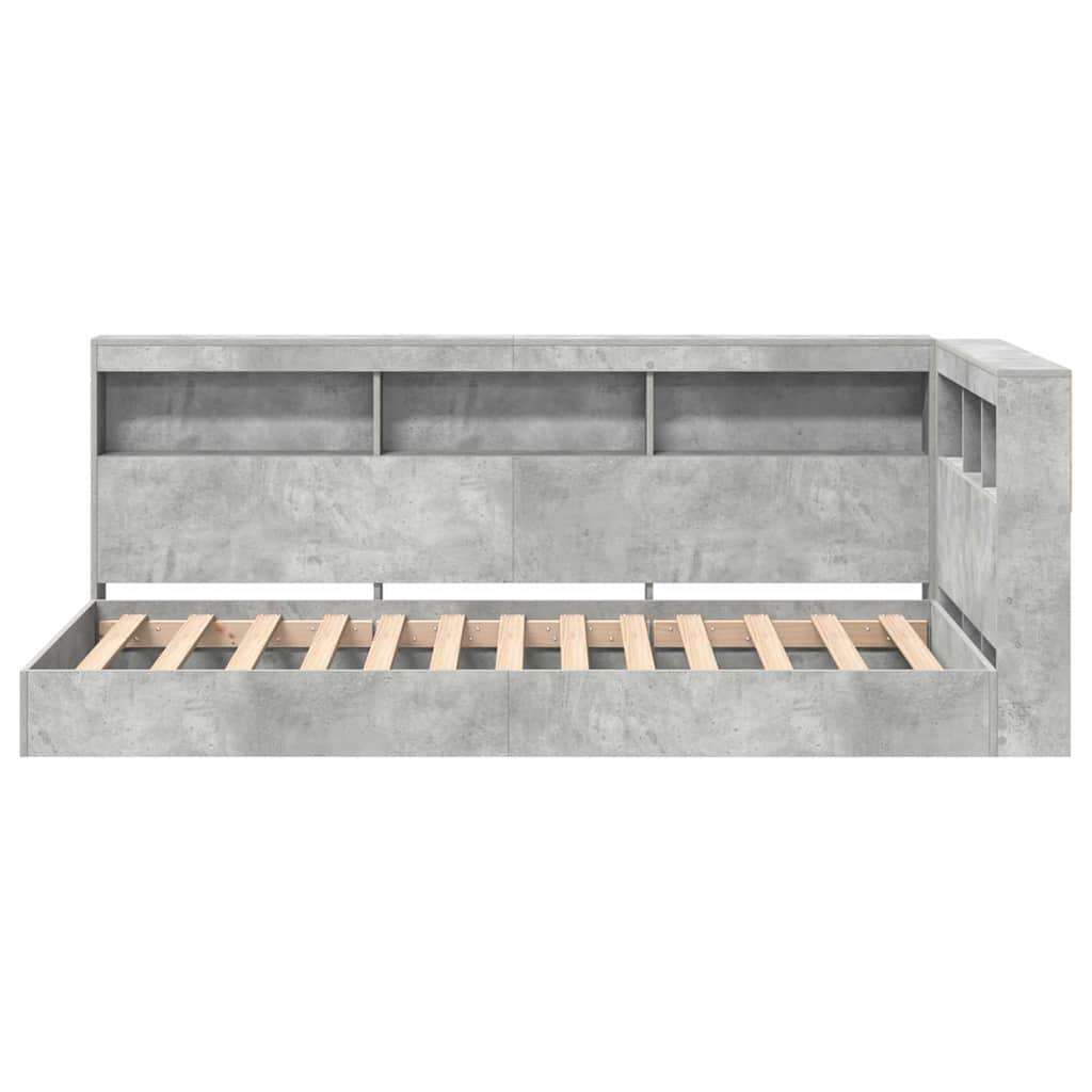 Bogreol Seng Beton Grå 75 x 190 cm Konstrueret træ