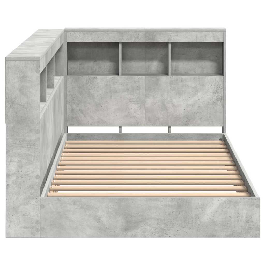 Bogreol Seng Beton Grå 75 x 190 cm Konstrueret træ